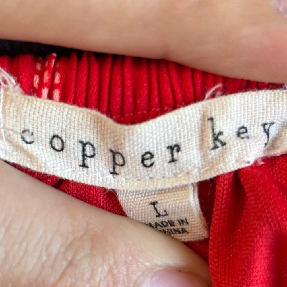 Copper Key Womens Red White Striped Ruffle Hem Shift Dress Large - Picture 4 of 6